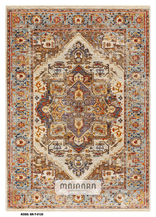Karpet Tradisional (BR-T-0126) - Brown,Blue,Grey,Orange
