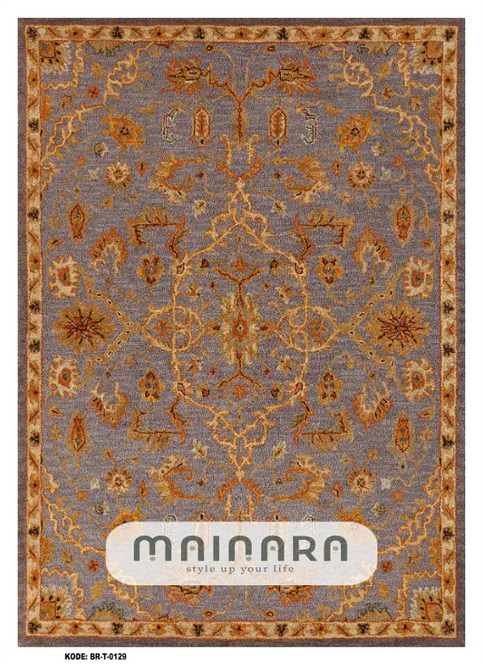 Karpet Tradisional (BR-T-0129) - Brown,Grey,Orange