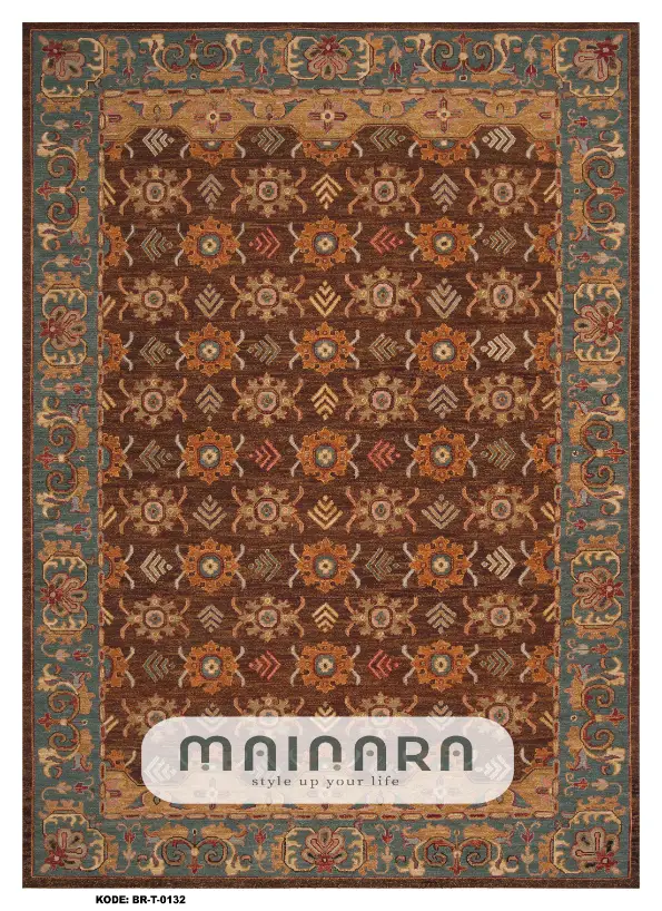 Karpet Tradisional (BR-T-0132) - Brown,Grey,Orange