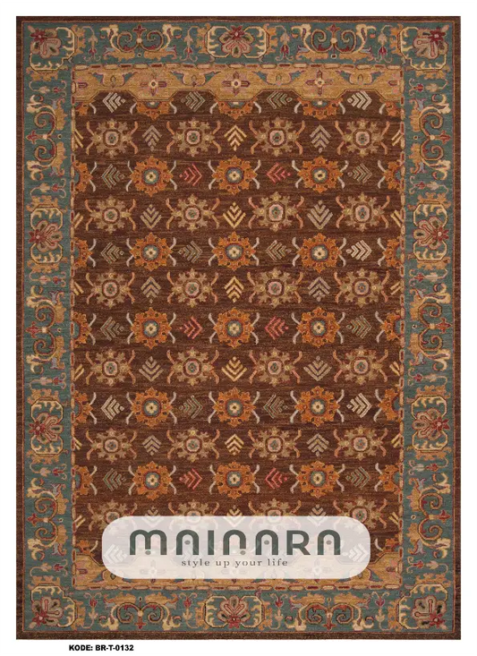 Karpet Tradisional (BR-T-0132) - Brown,Grey,Orange