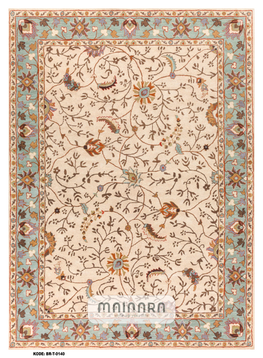 Karpet Tradisional (BR-T-0140) - Cream,Blue