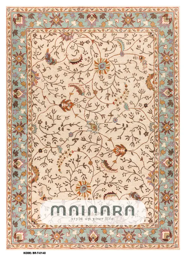 Karpet Tradisional (BR-T-0140) - Cream,Blue