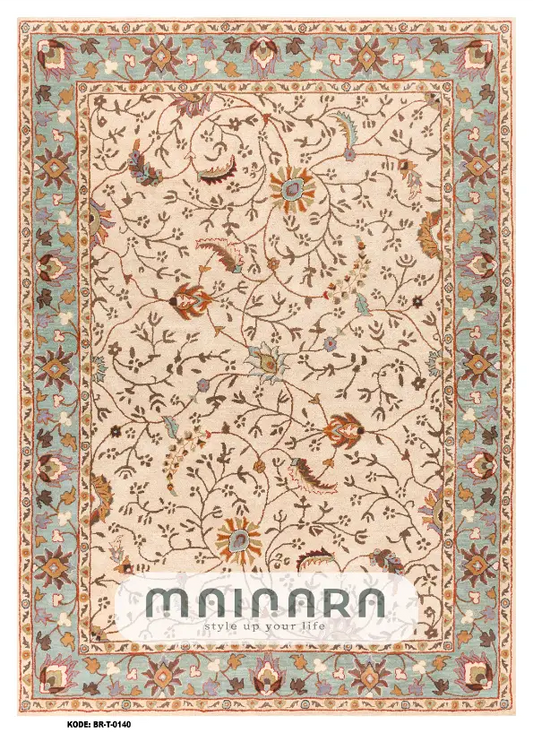 Karpet Tradisional (BR-T-0140) - Cream,Blue