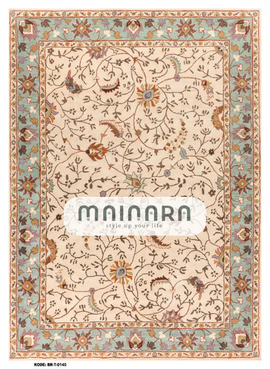 Karpet Tradisional (BR-T-0140) - Cream,Blue