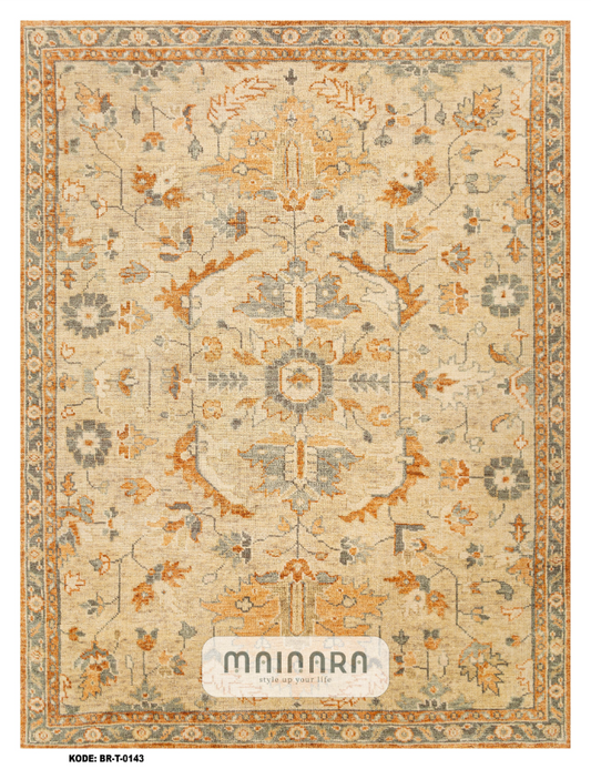 Karpet Tradisional (BR-T-0143) - Cream,Orange,Grey