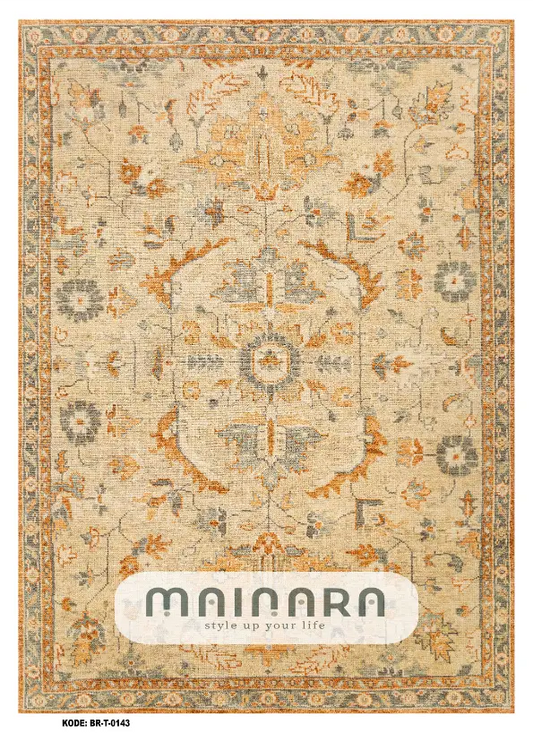 Karpet Tradisional (BR-T-0143) - Cream,Orange,Grey