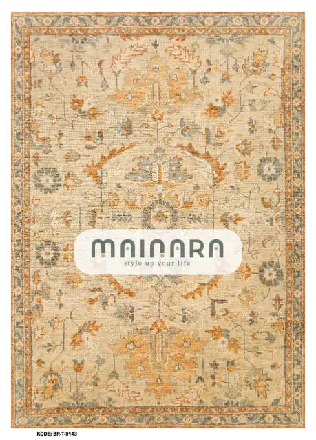 Karpet Tradisional (BR-T-0143) - Cream,Orange,Grey