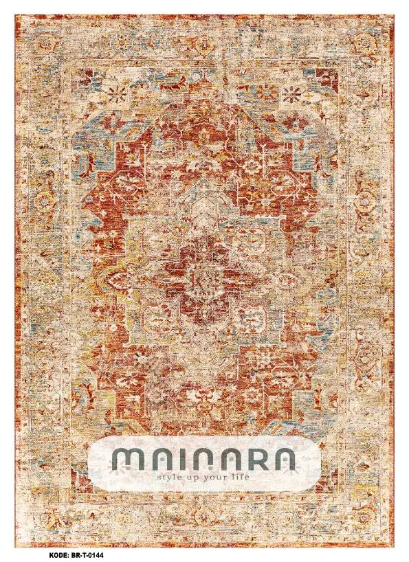 Karpet Tradisional (BR-T-0144) - Cream,Orange,Brown