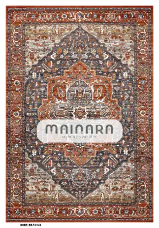 Karpet Tradisional (BR-T-0146) - Orange,Brown,Grey