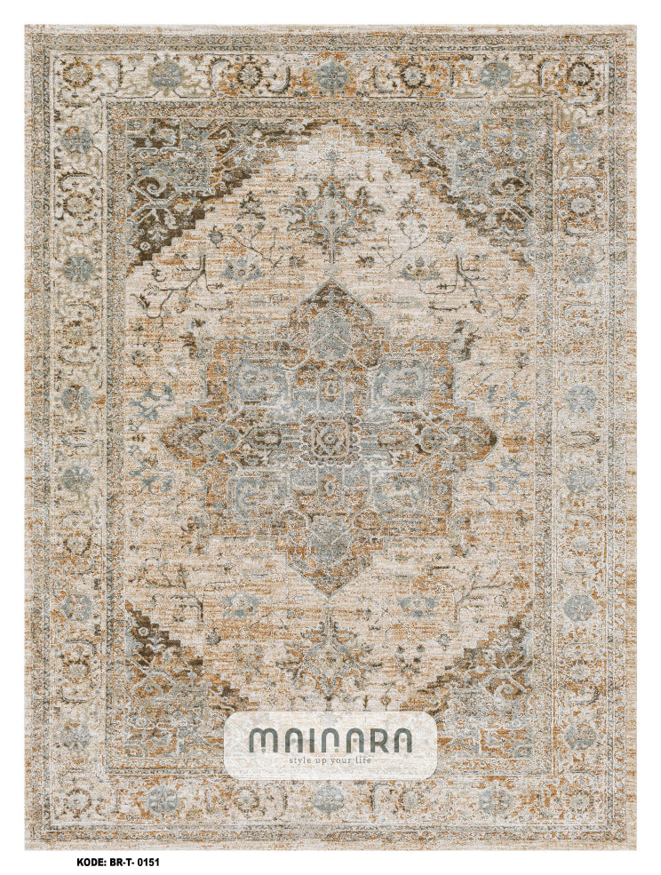 Karpet Tradisional (BR-T-0151) - Brown,Cream,Blue