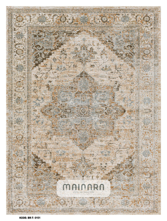 Karpet Tradisional (BR-T-0151) - Brown,Cream,Blue