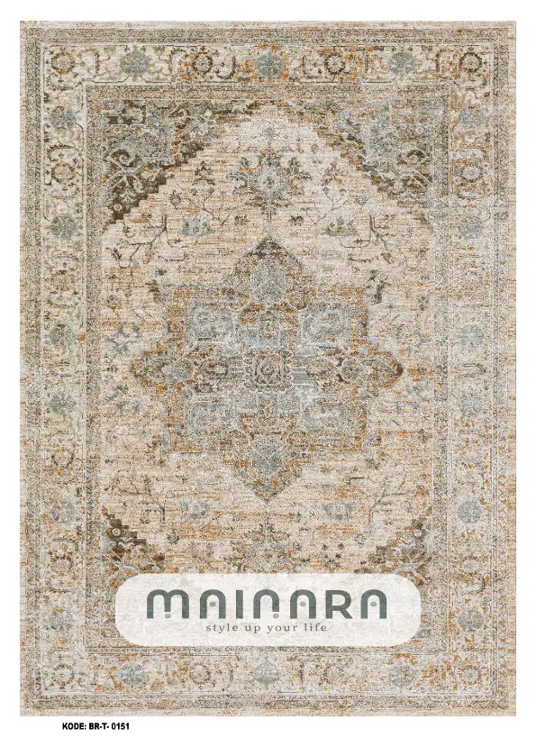 Karpet Tradisional (BR-T-0151) - Brown,Cream,Blue