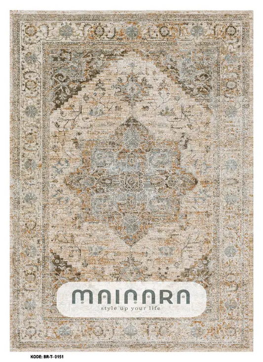 Karpet Tradisional (BR-T-0151) - Brown,Cream,Blue