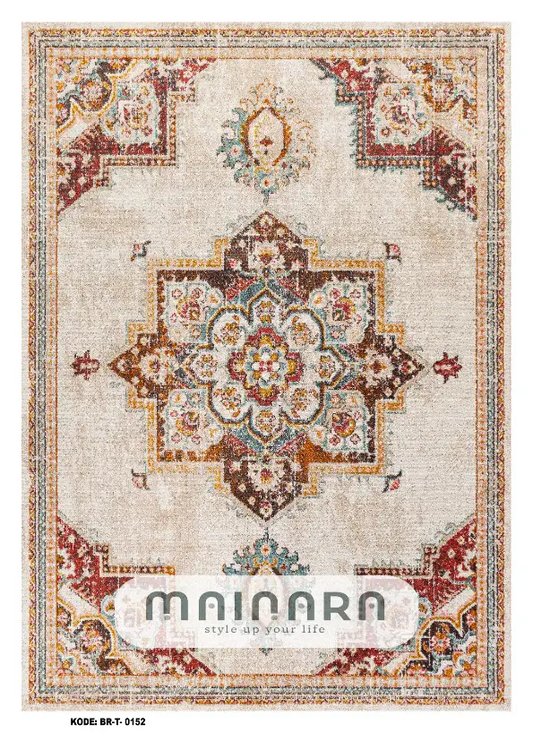 Karpet Tradisional (BR-T-0152) - Brown,Cream,Red