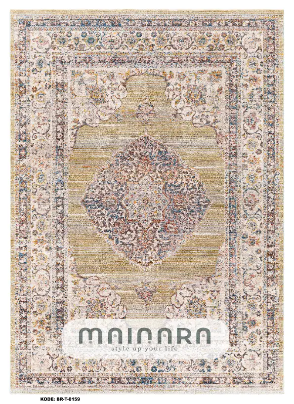 Karpet Tradisional (BR-T-0159) - Brown,Cream,Yellow