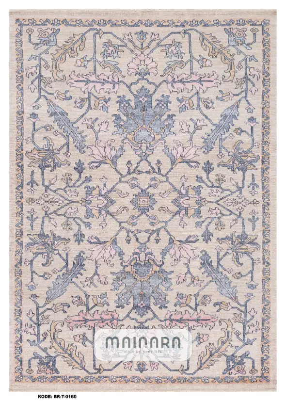 Karpet Tradisional (BR-T-0160) - Cream,Blue,Pink