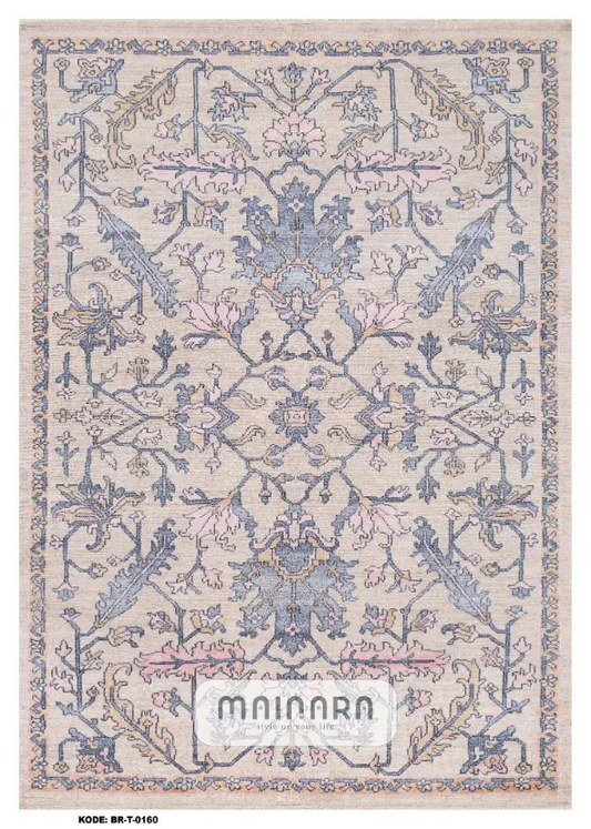 Karpet Tradisional (BR-T-0160) - Cream,Blue,Pink