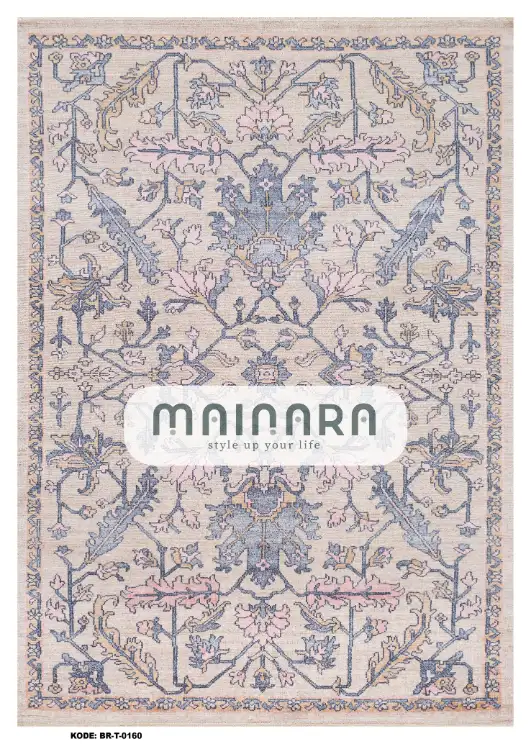 Karpet Tradisional (BR-T-0160) - Cream,Blue,Pink