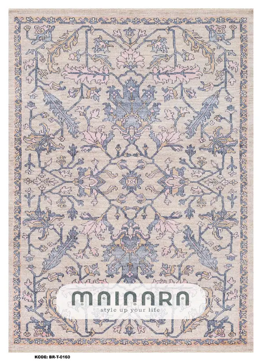 Karpet Tradisional (BR-T-0160) - Cream,Blue,Pink