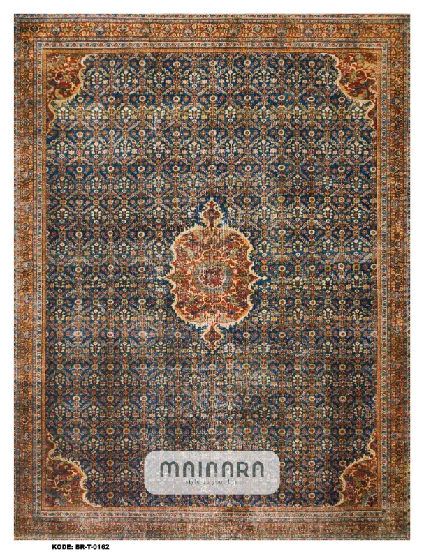 Karpet Tradisional (BR-T-0162) - Brown,Navy