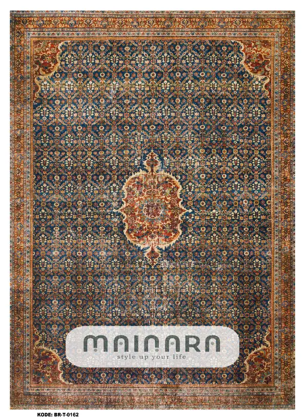 Karpet Tradisional (BR-T-0162) - Brown,Navy