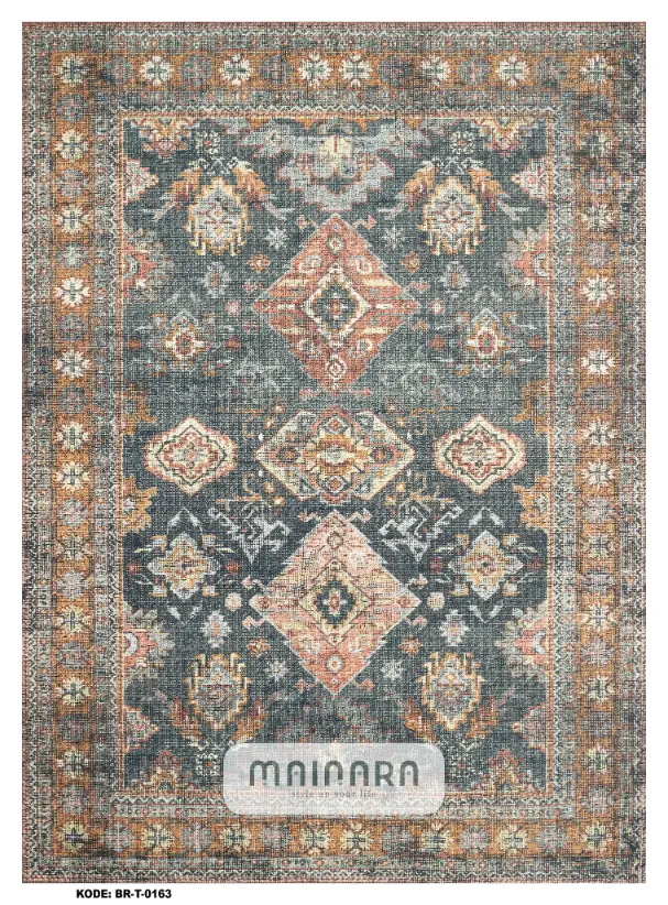 Karpet Tradisional (BR-T-0163) - Brown,Grey,Brick