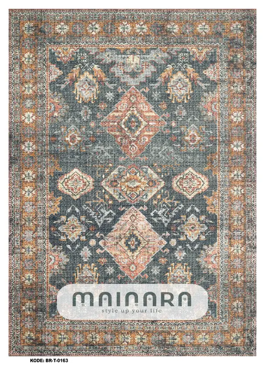 Karpet Tradisional (BR-T-0163) - Brown,Grey,Brick
