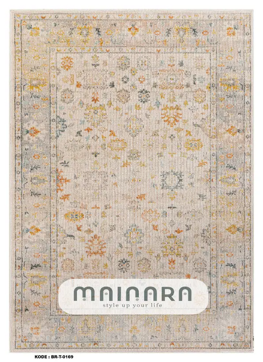 Karpet Tradisional (BR-T-0169) - Brown,Cream,Orange,Grey