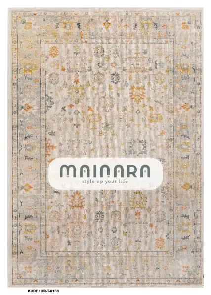 Karpet Tradisional (BR-T-0169) - Brown,Cream,Orange,Grey