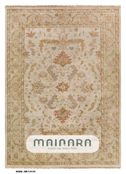 Karpet Tradisional (BR-T-0170) - Brown,Cream,Orange