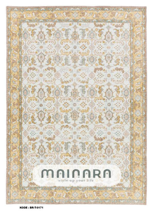 Karpet Tradisional (BR-T-0171) - Cream,Grey,White