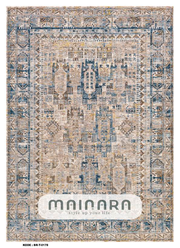 Karpet Tradisional (BR-T-0178) - Cream,Blue
