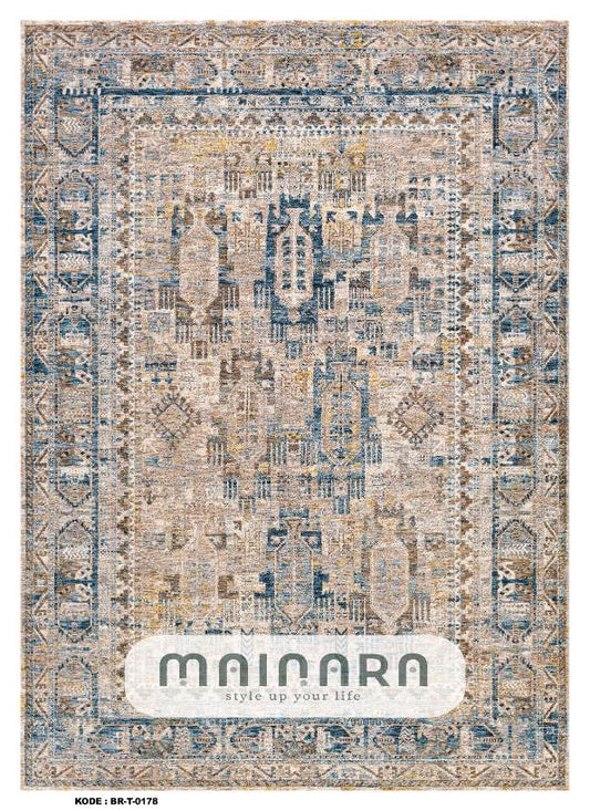 Karpet Tradisional (BR-T-0178) - Cream,Blue