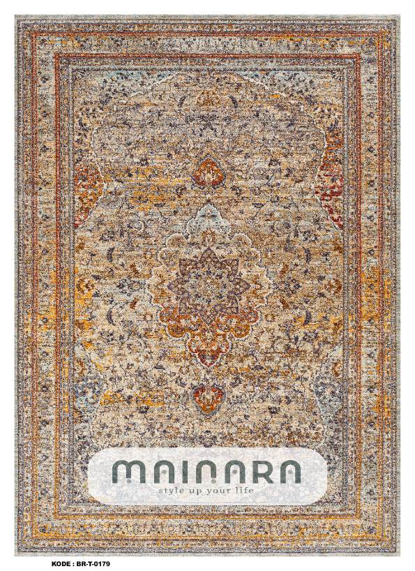 Karpet Tradisional (BR-T-0179) - Cream,Orange,Purple