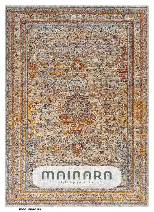 Karpet Tradisional (BR-T-0179) - Cream,Orange,Purple