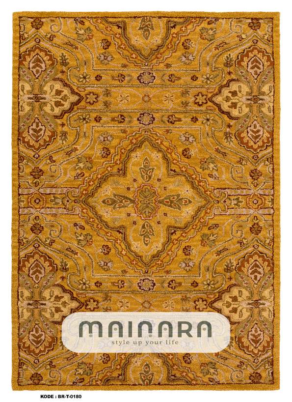 Karpet Tradisional (BR-T-0180) - Brown,Yellow,Gold