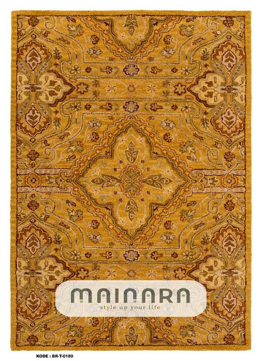 Karpet Tradisional (BR-T-0180) - Brown,Yellow,Gold