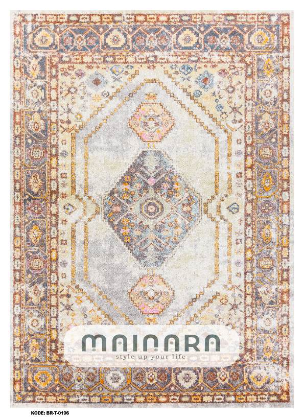 Karpet Tradisional (BR-T-0196) - Brown,Grey,Gold