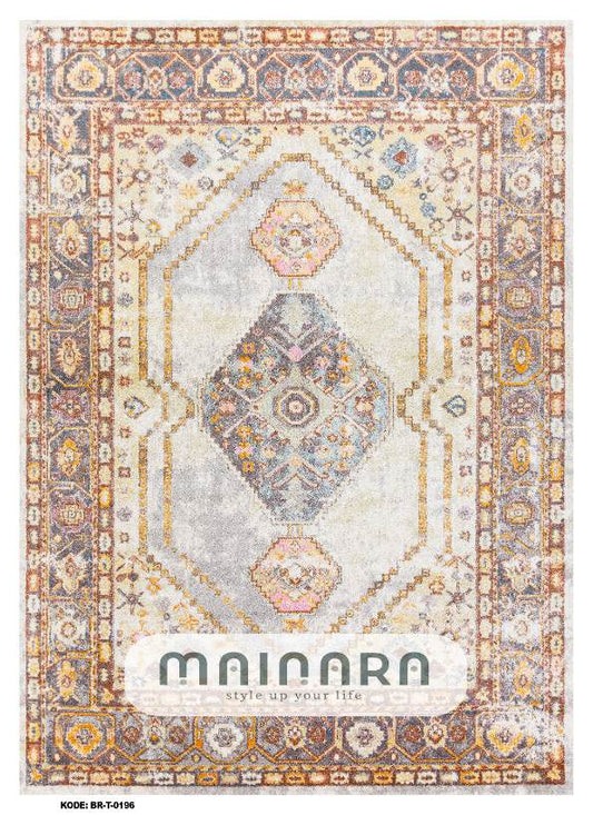 Karpet Tradisional (BR-T-0196) - Brown,Grey,Gold
