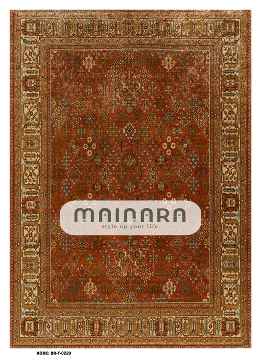 Karpet Tradisional (BR-T-0220) - Brown, Orange, Red