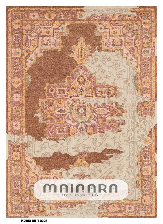 Karpet Tradisional (BR-T-0226) - Brown, Brick, Peach