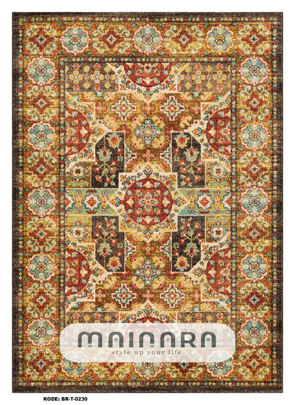 Karpet Tradisional (BR-T-0230) - Brown, Orange, Red