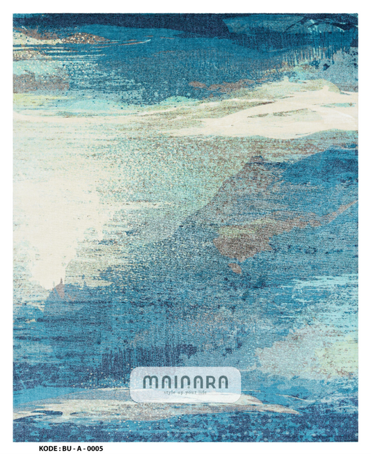 Karpet Abstrak (BU-A-0005) - Blue,Grey,White,Green