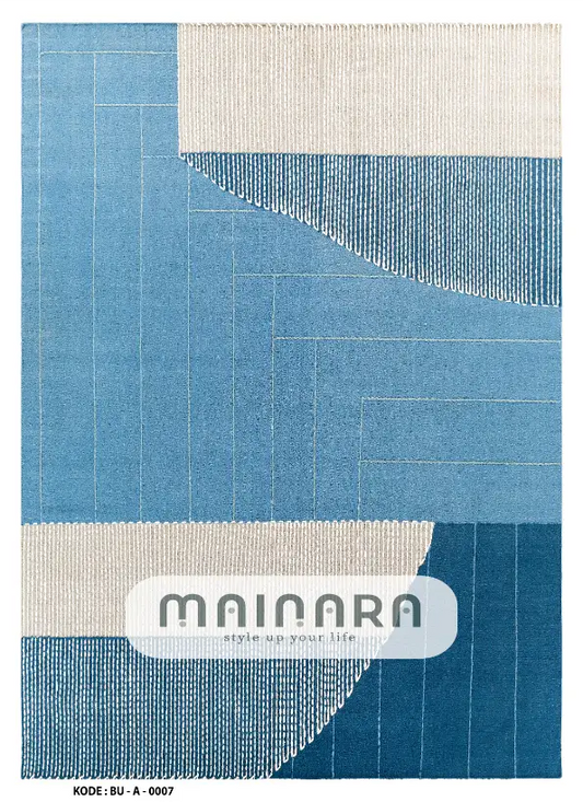 Karpet Abstrak (BU-A-0007) - Blue,Cream