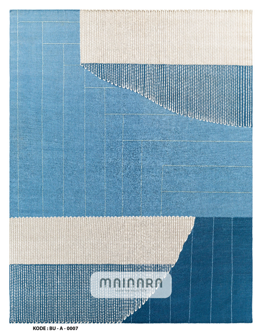 Karpet Abstrak (BU-A-0007) - Blue,Cream