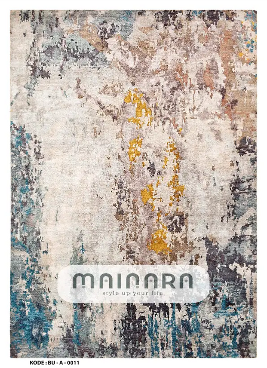 Karpet Abstrak (BU-A-0011) - Blue,Cream,Brown,Yellow,Black