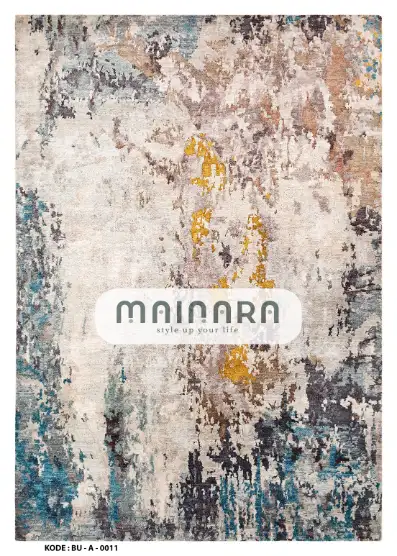 Karpet Abstrak (BU-A-0011) - Blue,Cream,Brown,Yellow,Black