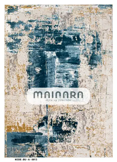 Karpet Abstrak (BU-A-0013) - Blue,Cream,Gold