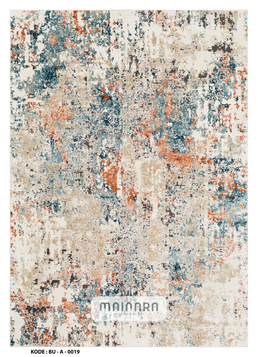 Karpet Abstrak (BU-A-0019) - Blue,Cream,Orange
