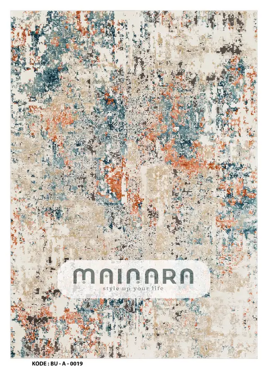 Karpet Abstrak (BU-A-0019) - Blue,Cream,Orange